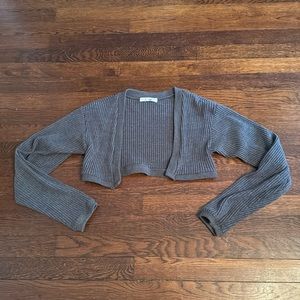 Jonah brown ribbed crop long sleeve sweater - charcoal